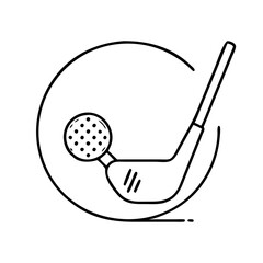 golf club and ball icon, golf club and ball line art - simple line art of golf club and ball, perfect for golf club and ball logos and icons