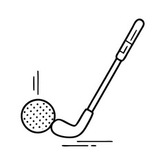 golf club and ball icon, golf club and ball line art - simple line art of golf club and ball, perfect for golf club and ball logos and icons
