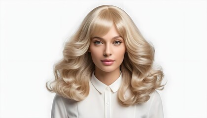 Naklejka premium Beautiful Blonde Woman with Long Curly Hair