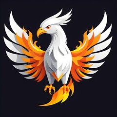 Obraz premium Fiery Phoenix Bird, Mythical Creature, Logo Design