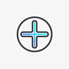 Obraz premium Plus sign icon in flat style. Vector illustration on white background.