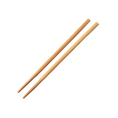 Pair of Simple Wooden Chopsticks Isolated on White Background