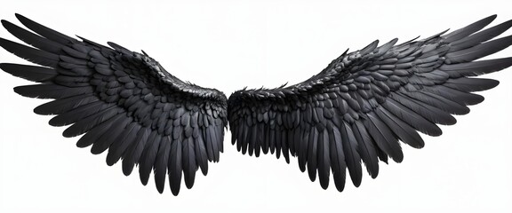 Black Angel Wings, Isolated on White