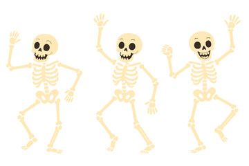 Halloween themed vector icon of playful skeletons dancing joyfully in a lively, spooky atmosphere suitable for festive celebrations