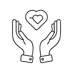 Obraz premium hands holding care and support icon, hands holding care and support line art - simple line art of hands holding care and support, perfect for hands holding care and support logos and icons
