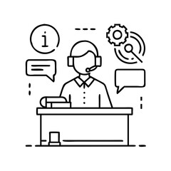 help desk icon, help desk line art - simple line art of help desk, perfect for help desk logos and icons