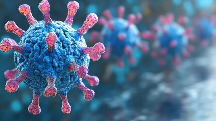 Magnified virus organism colorful details