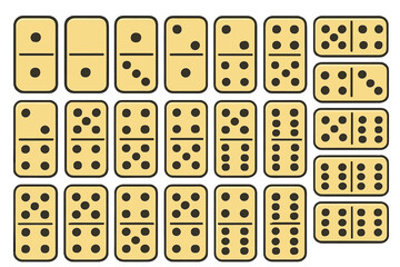 Vector icon of a complete set of classic domino tiles arranged in a grid pattern showcasing various numbers and configurations
