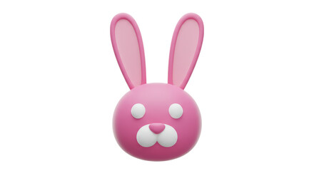 Isolated Pink Rabbit Head with Long Ears