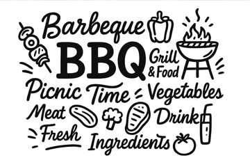Explore the joy of barbeque with a collection of fun food icons and highlights for a perfect picnic gathering