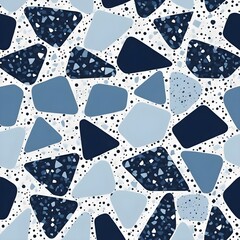 Abstract Blue Terrazzo Pattern