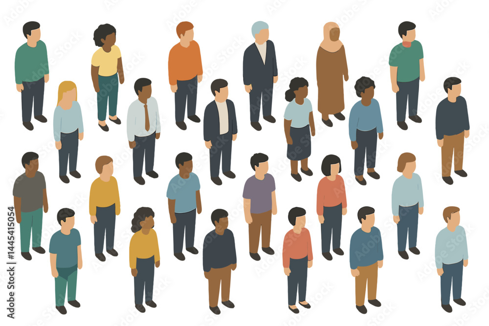 Poster diverse group of individuals standing together in a vector representation of community and collabora