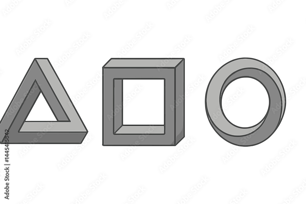 Poster geometric vector icon depicting a triangle, square, and circle with a three-dimensional appearance f