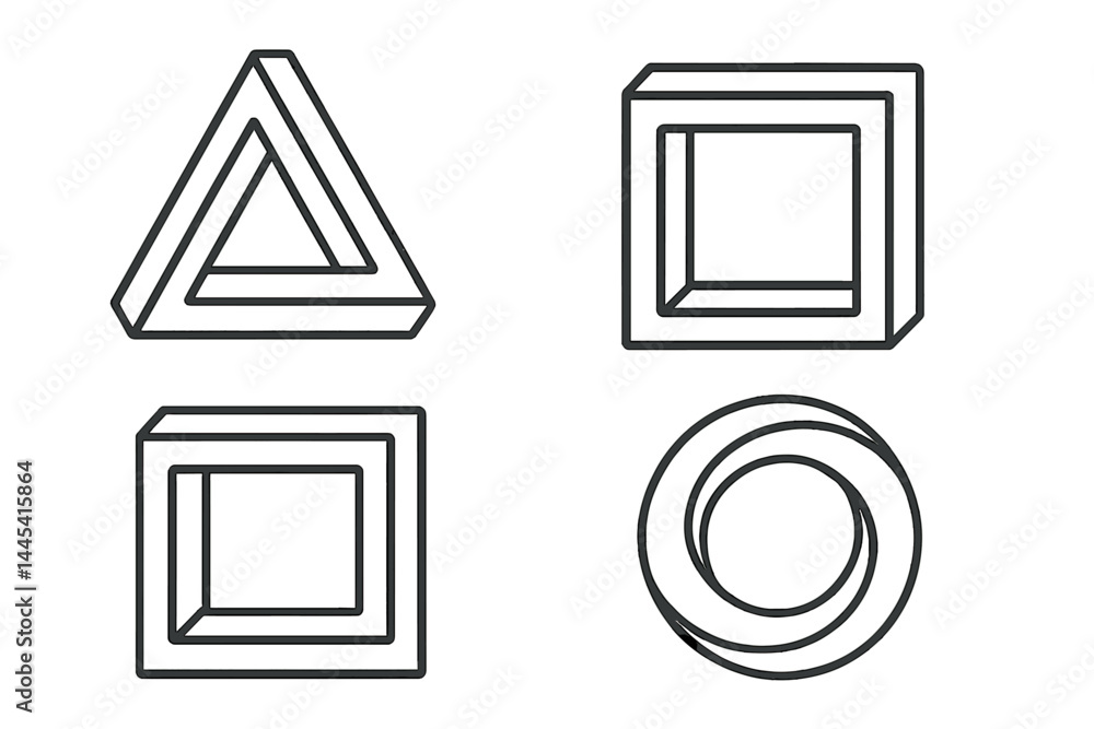 Poster vector icon collection featuring geometric shapes including triangle, square, and circle in a minima