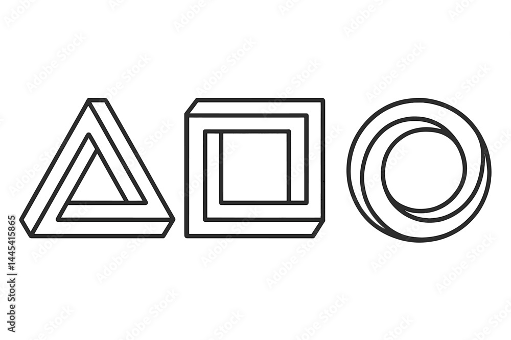 Poster vector icon depicting three geometric shapes including a triangle, square, and circle with a modern 