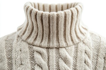 Soft beige cable knit turtleneck sweater cozy autumn winter warmth close up detail texture