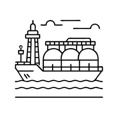 lng terminal icon, lng terminal line art - simple line art of lng terminal, perfect for lng terminal logos and icons