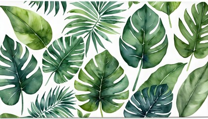 Fototapeta premium Watercolor Tropical Leaves Pattern