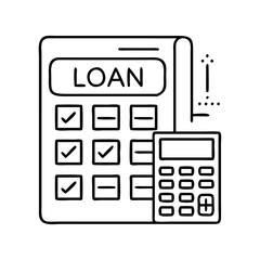 loan calculator with results icon, loan calculator with results line art - simple line art of loan calculator with results, perfect for loan calculator with results logos and icons