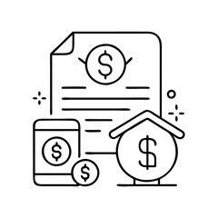 loan icon, loan line art - simple line art of loan, perfect for loan logos and icons
