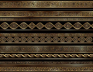 Gold Greek Key Pattern Seamless Texture