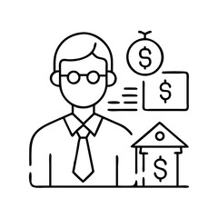loan officer icon, loan officer line art - simple line art of loan officer, perfect for loan officer logos and icons
