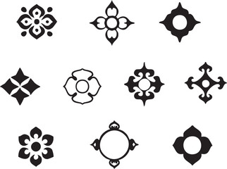 Set of ornament pattern vector minimalism icon designs 