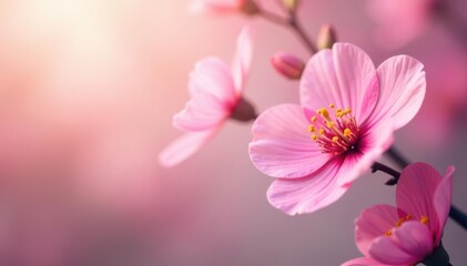 Soft pink floral backdrop, dreamy bokeh effect, gentle, card, bokeh