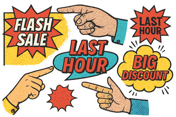 Attention-grabbing vector icons showcasing special sale announcements with emphasis on time-limited offers and discounts