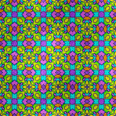 Colorful Folk-Inspired Seamless Pattern with Fabric Texture