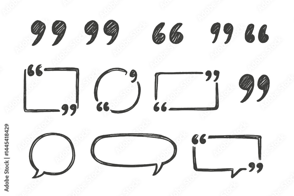 Poster creative vector icons of speech quotations and dialogue bubbles in various styles for communication 