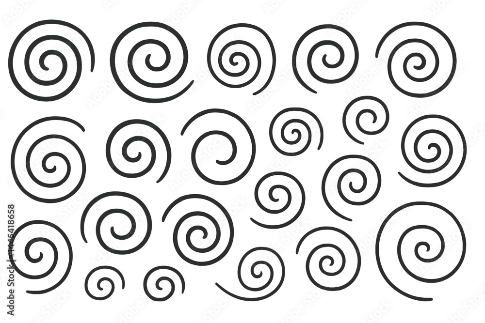 Poster vector icon featuring multiple swirl patterns of varying sizes and shapes in a simplistic design