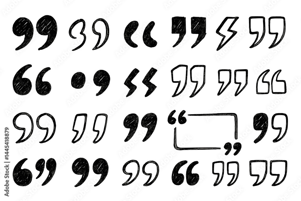 Poster various vector quotation marks and punctuation symbols for design and typography applications