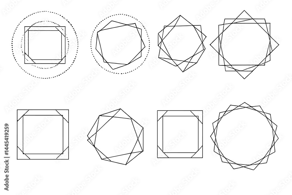 Poster distinctive vector icons showcasing geometric shapes in various forms and arrangements ideal for des