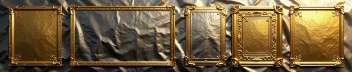 Golden foil design elements on silver background Luxury packaging vector, labels, icons, frames , illustration, silver background