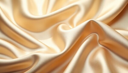 Obraz premium Deep folds of rich beige silk, luminous quality , elegant silk, rich texture