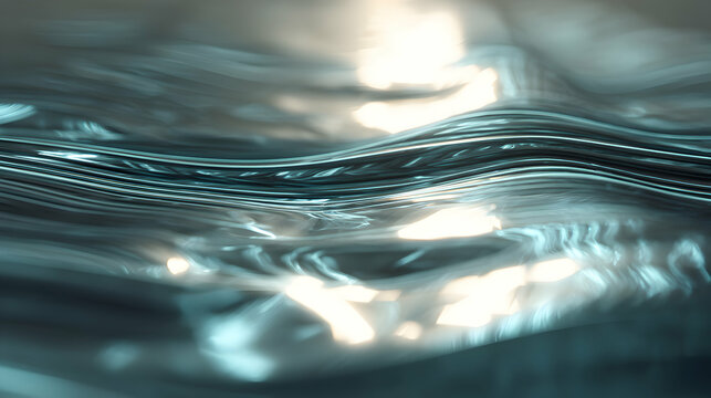 Abstract water surface ripples with smooth reflections, a liquid texture showing fluidity and motion, cool tone - Powered by Adobe