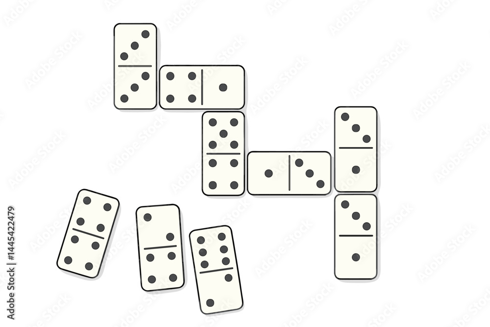 Aufkleber dominoes arranged in a creative layout showcasing a playful game setup for casual enjoyment or compe