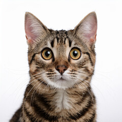 Fototapeta premium Ritratto di un gatto con lo sguardo curioso su sfondo bianco