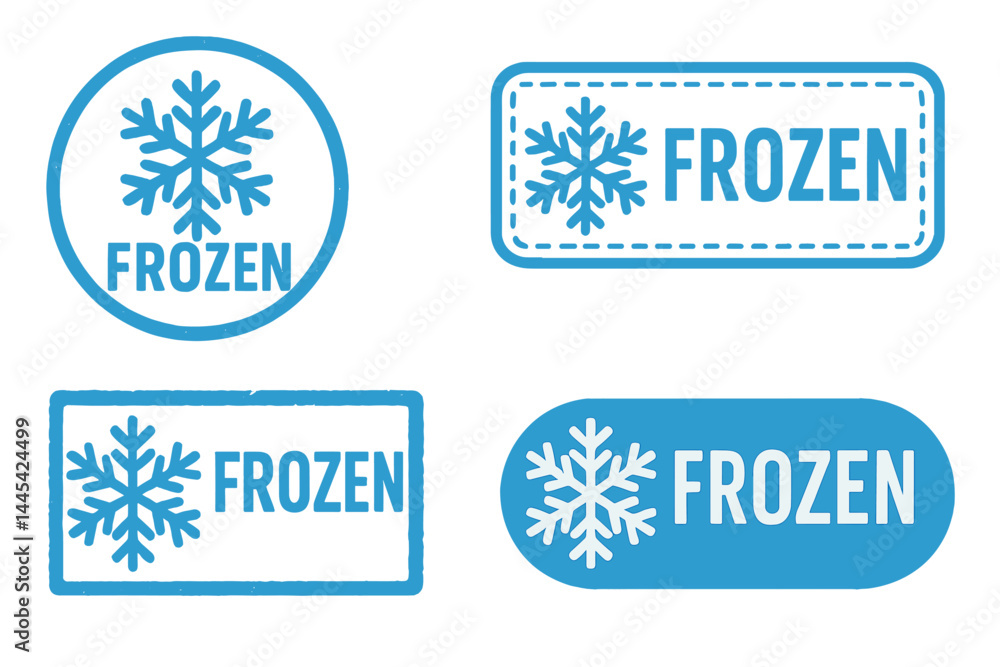 Poster frozen vector icons featuring snowflakes in various shapes and styles for digital design use
