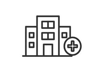 Fototapeta premium Hospital building vector icon representing medical care and health services