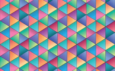 Obraz premium Seamless colorful triangle pattern, geometric abstract background featuring vibrant gradients and modern polygonal shapes