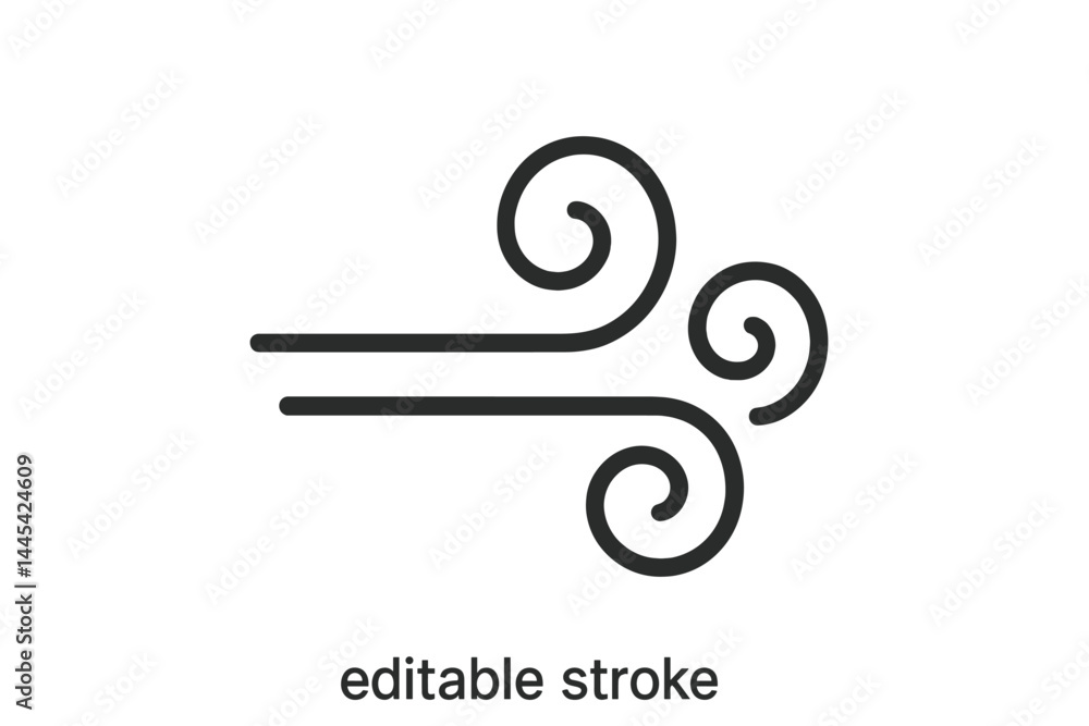 Aufkleber stylized vector icon of flowing wind with curved lines depicting movement and air dynamics