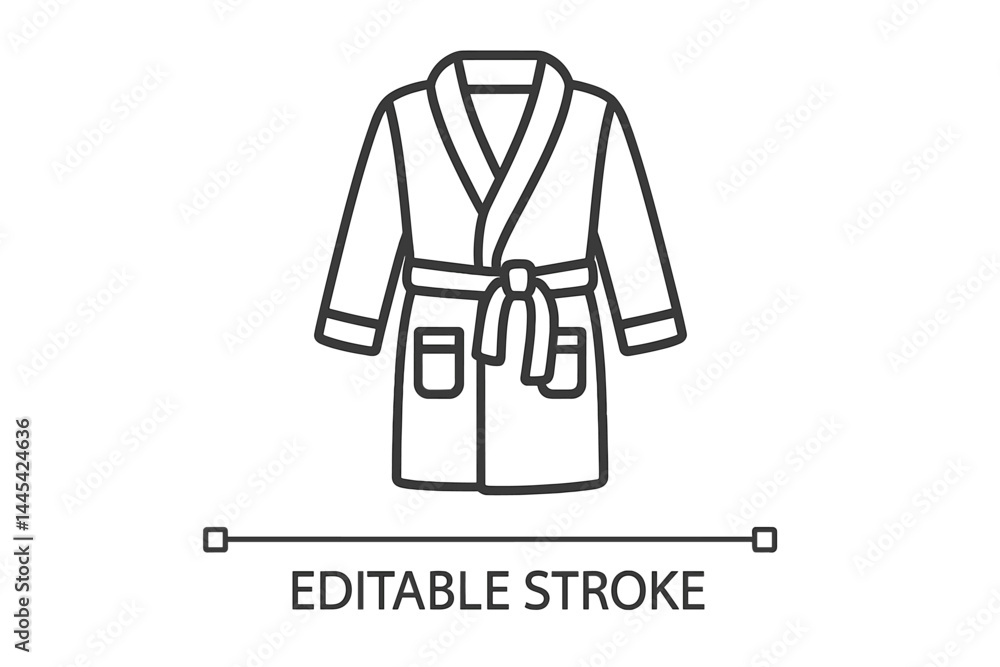 Poster simple vector icon of a bathrobe with editable stroke design for graphic applications and web use