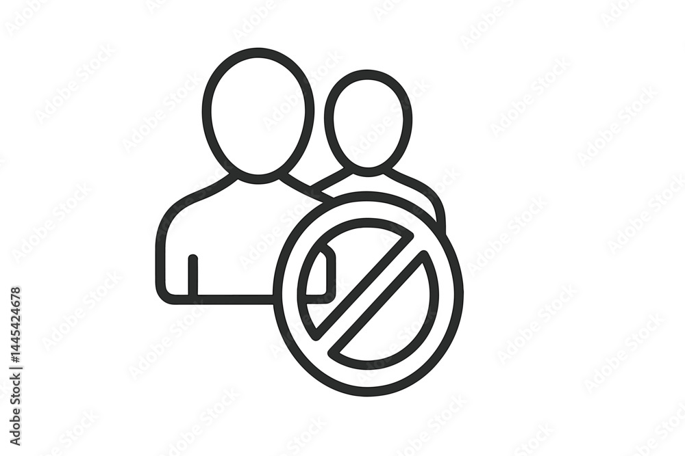 Poster vector icon depicting two figures with a prohibition symbol indicating no access or no entry