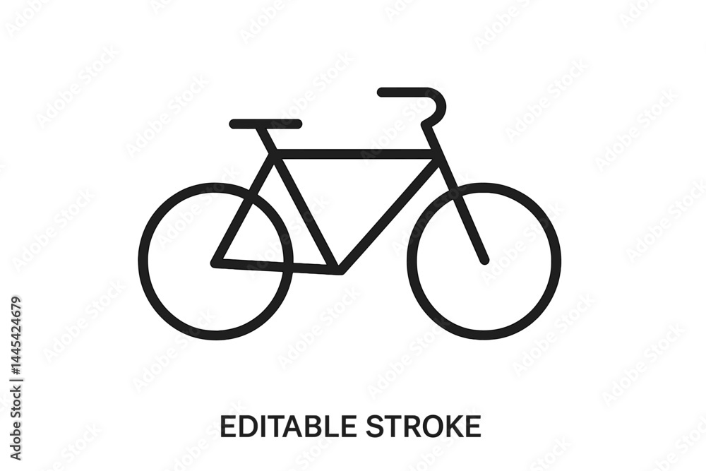 Poster simple vector icon of a bicycle with editable stroke for design projects and digital applications