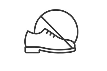 Vector icon depicting a shoe with a prohibited symbol representing restricted footwear