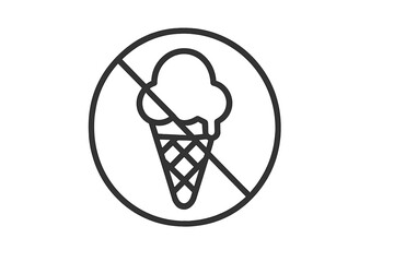 Vector icon of a no ice cream symbol representing dietary restrictions or vegan choices in plain design