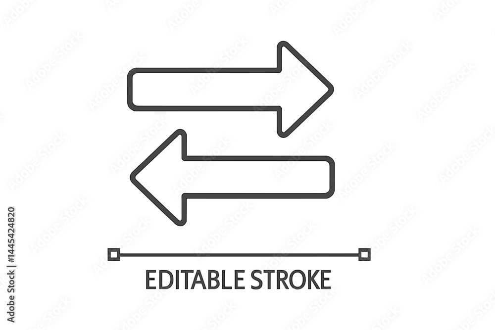 Poster vector icon depicting arrows indicating direction, emphasizing editable stroke for design flexibilit