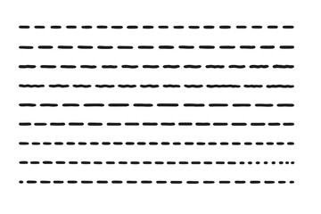 Vector icon design showcasing various styles of black dashed lines for graphic and art applications in digital design projects
